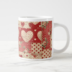 Grande Tasse Motif Chic Red Patchwork