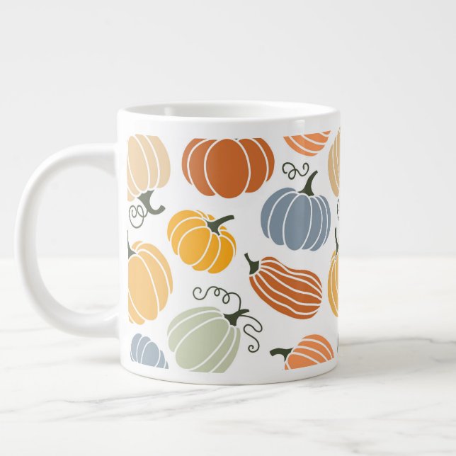 Grande Tasse Motif Citrouille d'automne coloré (Gauche)