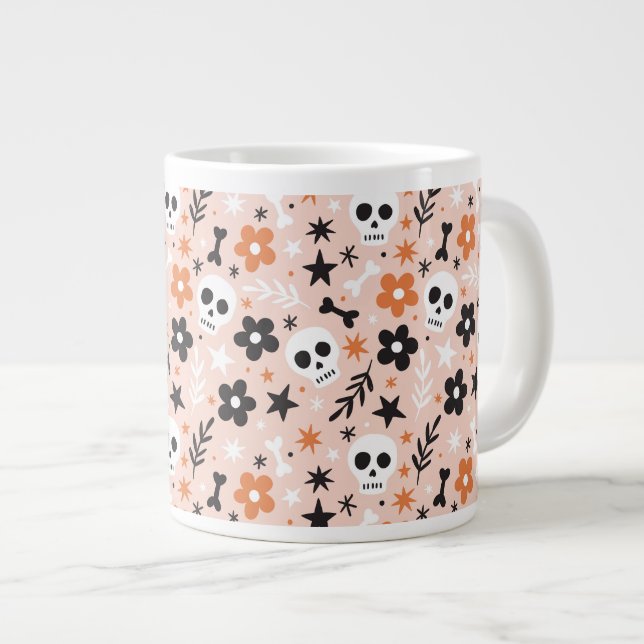 Grande Tasse Motif crâne de fleurs (Devant droit)