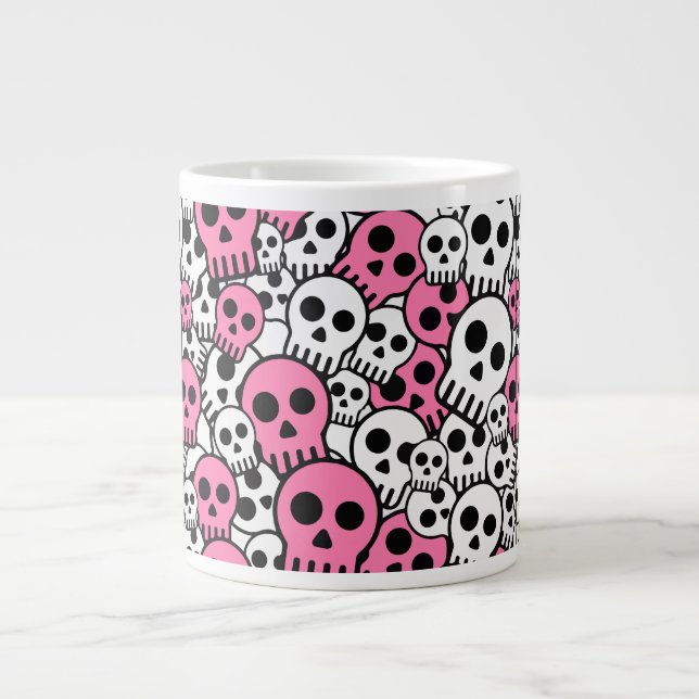 Grande Tasse Motif crâne gothique rose Imprimer (Devant)