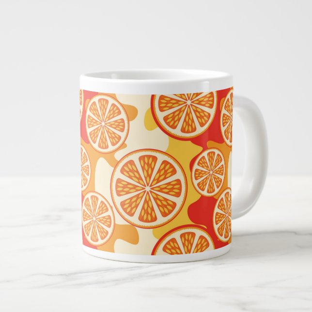 Grande Tasse Motif d'agrumes oranges rétro (Devant droit)
