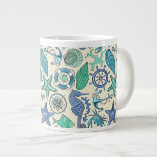Grande Tasse Motif d'animaux marins Turquoises