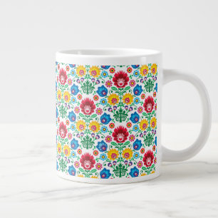 Grande Tasse Motif d'art folklorique du coeur floral