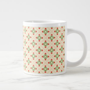 Grande Tasse Motif d'art populaire Floral Pink & Green Quilt
