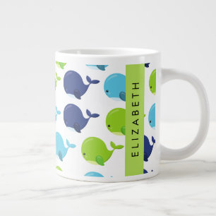 Grande Tasse Motif De Baleines, Beaux Baleines, Votre Nom