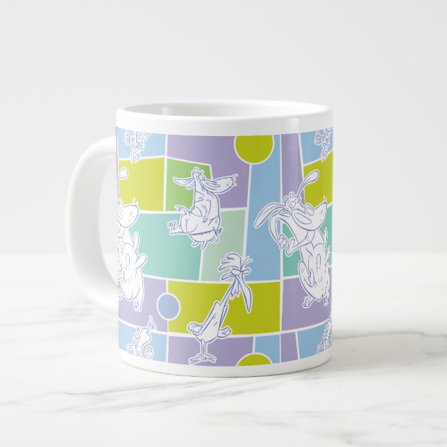 Grande Tasse Motif de bloc couleur vache et poulet (Devant gauche)