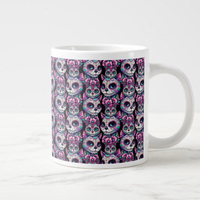 Grande Tasse Motif de chat crâne sucre (Droite)
