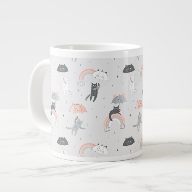 Grande Tasse Motif de chats à plume (Devant gauche)