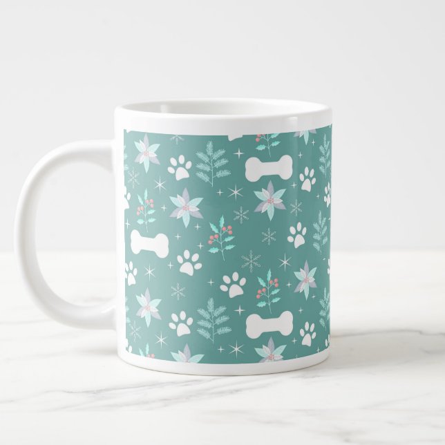 Grande Tasse Motif de chiens et d'os de vacances (Gauche)