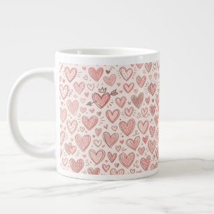 Grande Tasse Motif de cœur dessiné à la main