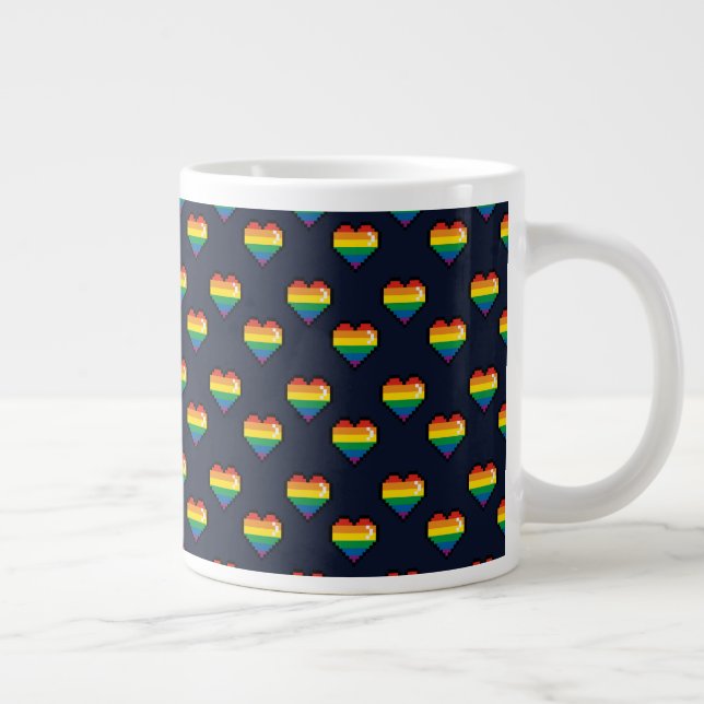 Grande Tasse Motif de coeur Rainbow 8 Bit (Droite)