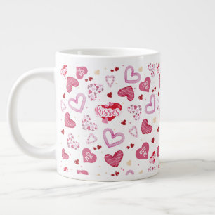 Grande Tasse Motif de cœurs roses Saint-Valentin