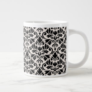 Grande Tasse Motif de Damas en fleur noir sur crème