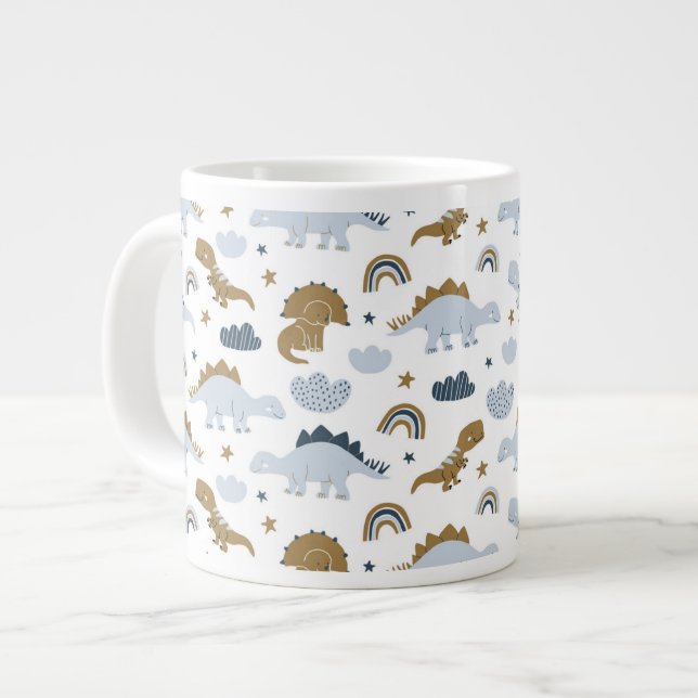 Grande Tasse Motif de dinosaure arc-en-ciel mignon (Devant gauche)