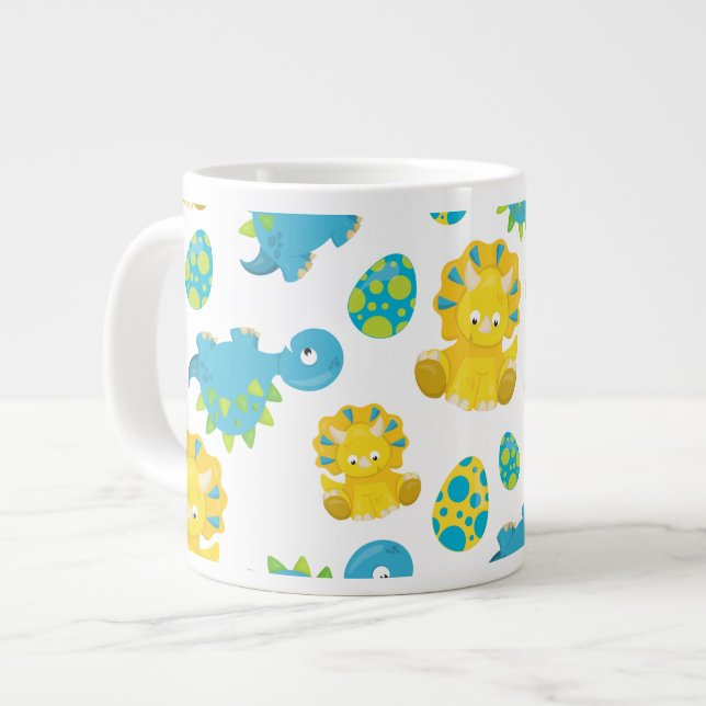Grande Tasse Motif De Dinosaures, Dinosaures Mignons, Baby Dino (Devant gauche)