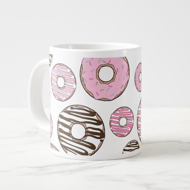 Grande Tasse Motif De Donuts, Donuts Roses, Donuts Blancs (Devant gauche)
