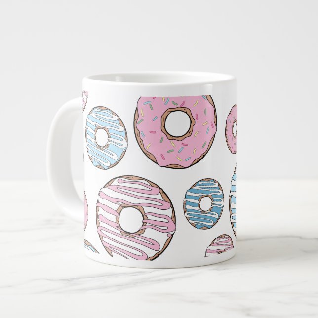 Grande Tasse Motif De Donuts, Donuts Roses, Donuts Bleus (Devant gauche)