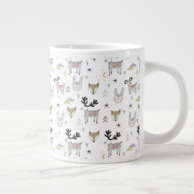 Grande Tasse Motif de Doodle animal de forêt mûre (Droite)