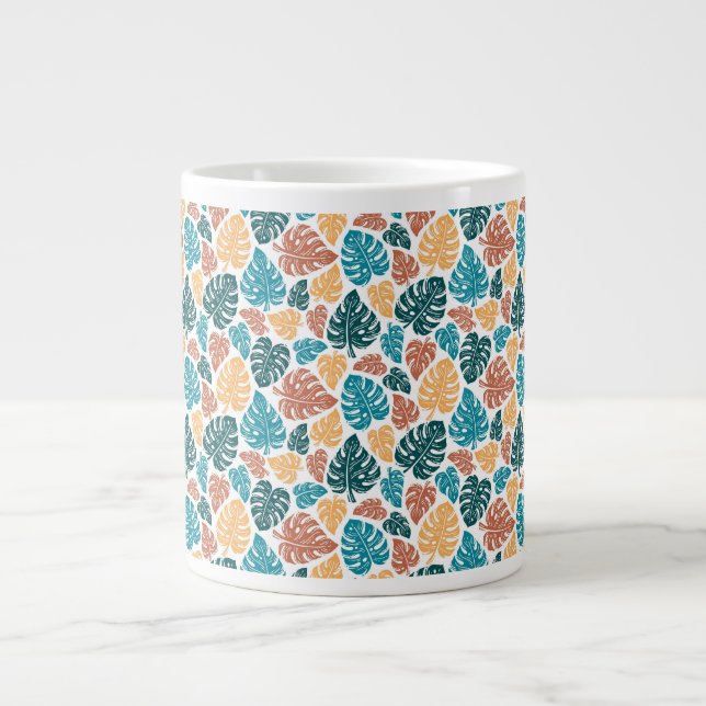 Grande Tasse Motif de feuille de Monstera Tropical - Nature col (Devant)