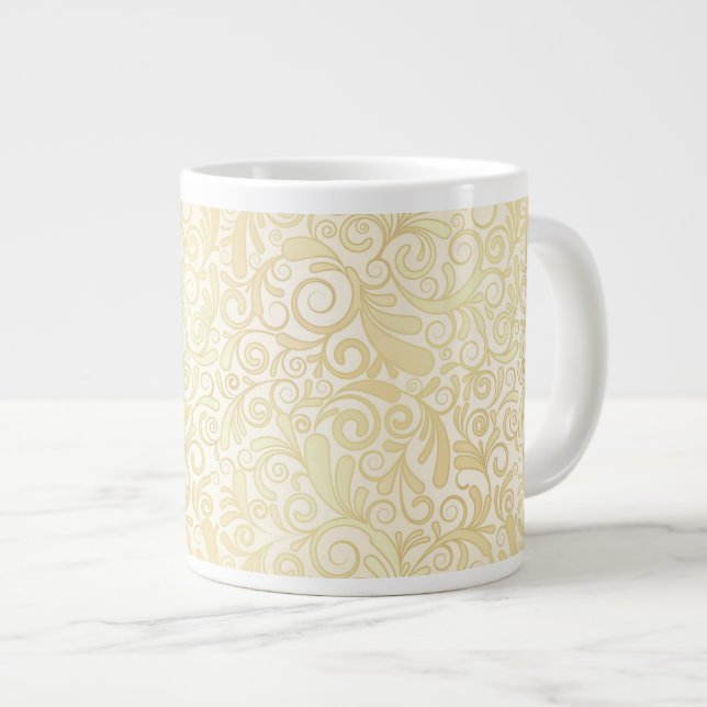 Grande Tasse motif de feuilles floraux d'or (Devant droit)