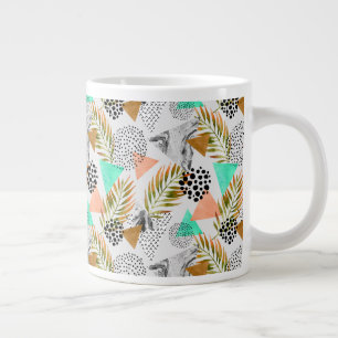 Grande Tasse Motif de feuilles tropicales géométriques Abstra