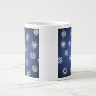 Grande Tasse Motif de flocon de neige sur fond bleu