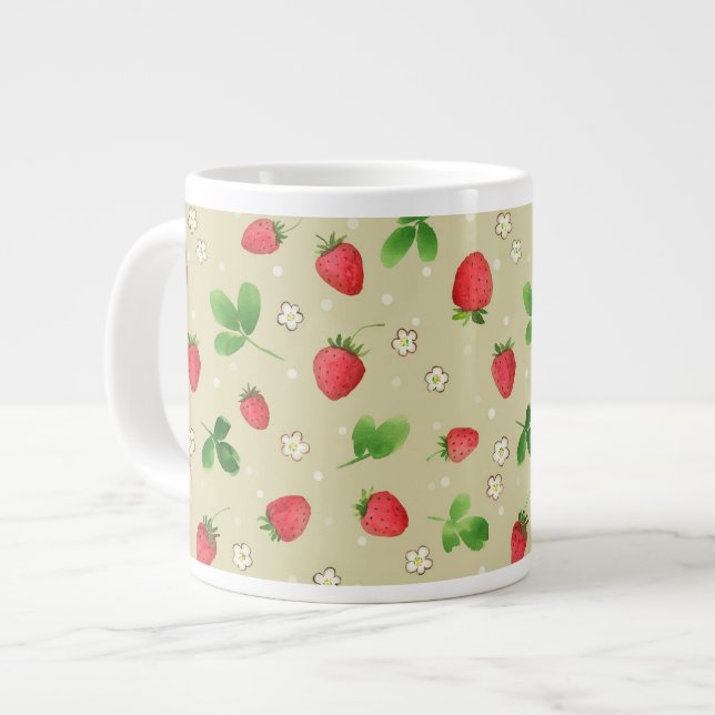 Grande Tasse motif de fraises d'aquarelle (Devant gauche)