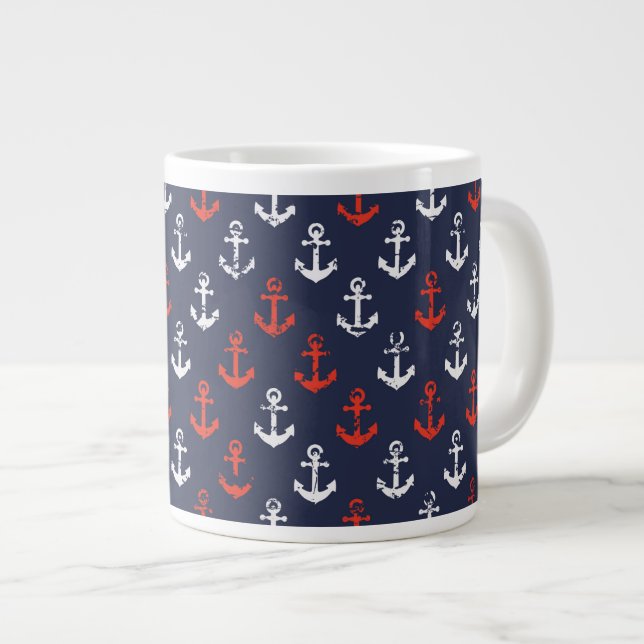 Grande Tasse Motif De La Marine Rouge Blanche Et Bleue (Devant droit)
