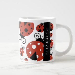 Grande Tasse Motif De Ladybugs, Red Ladybugs, Votre Nom