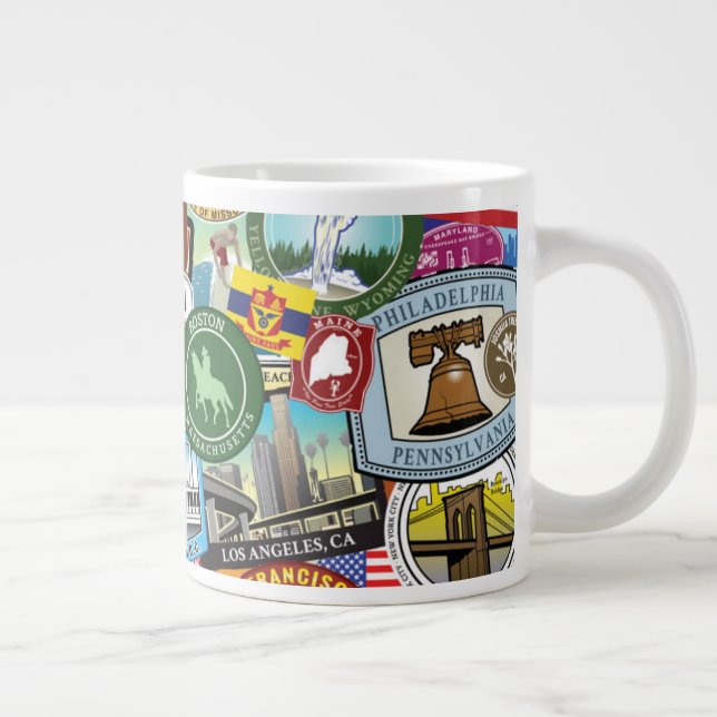 Grande Tasse Motif de l'autocollant de voyage des États-Unis (Droite)