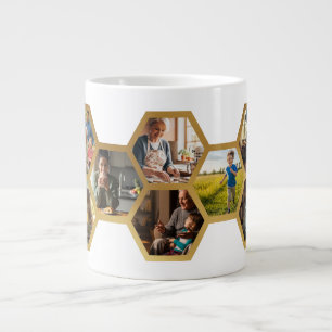 Grande Tasse Motif de nid d'abeille, huit hexagones, or