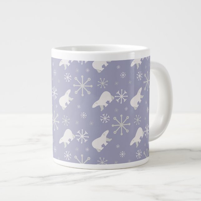 Grande Tasse Motif de Noël avec ours polaires et flocons de nei (Devant droit)