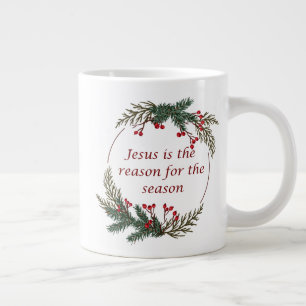 Grande Tasse Motif de Noël de la saison Holly Berry Wreath