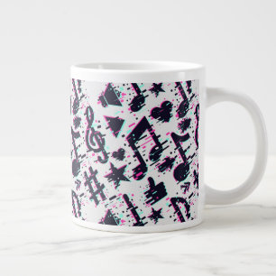 Grande Tasse Motif de notes musicales et de coeurs déformés