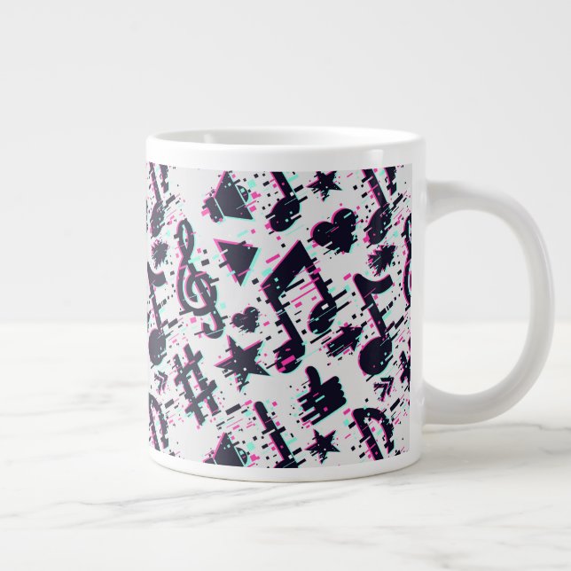 Grande Tasse Motif de notes musicales et de coeurs déformés (Droite)