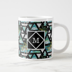 Grande Tasse Motif de palmes et vagues géométriques Abstraite