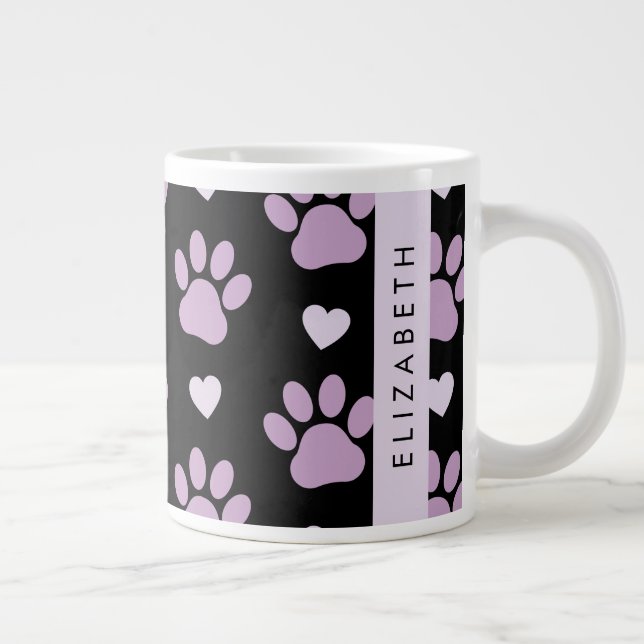 Grande Tasse Motif De Pâtes, Pâtes Lilac, Coeurs, Votre Nom (Droite)