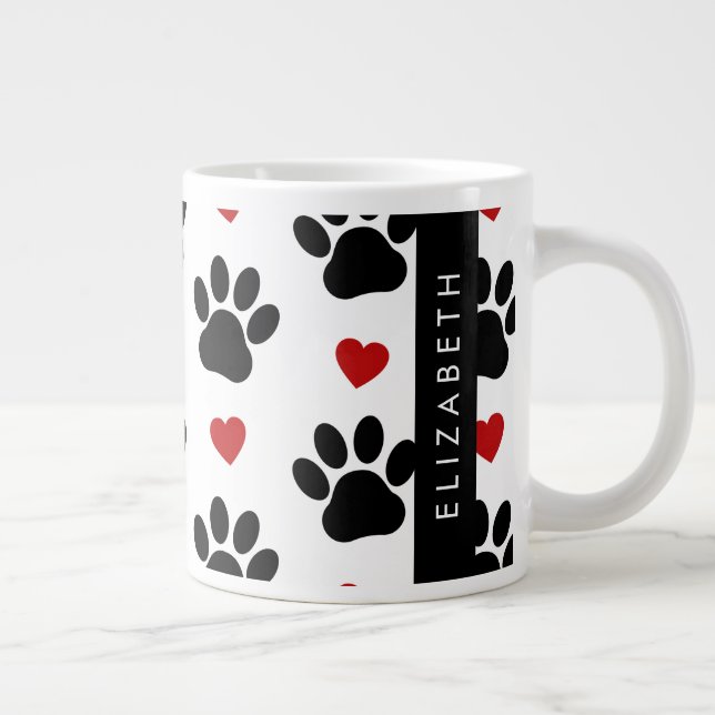 Grande Tasse Motif De Pâtes, Pâtes Noires, Coeurs Rouges, Votre (Droite)