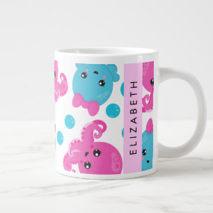 Grande Tasse Motif de pieuvre, Pieuvre mignonne, Mer, Votre Nom