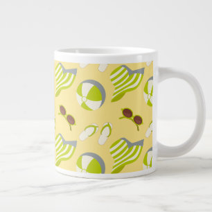 Grande Tasse Motif de plage avec lunettes de soleil et casquett