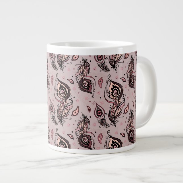 Grande Tasse Motif de plume de paon (Devant droit)