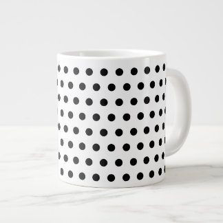 Grande Tasse Motif de point noir et blanc de polka. Tacheté