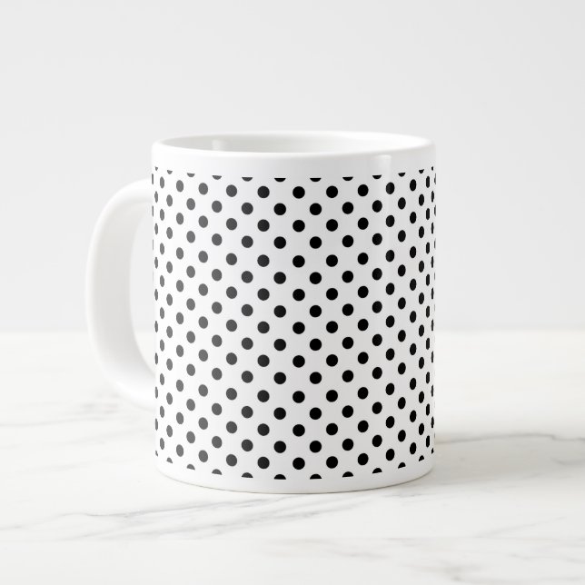 Grande Tasse Motif de point Polka noir blanc (Devant gauche)