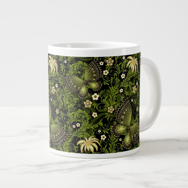 Grande Tasse Motif de printemps en or vert (Devant droit)