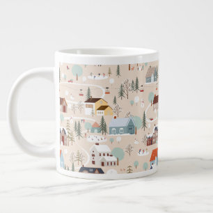Grande Tasse Motif de scène confortable du Village d'hiver