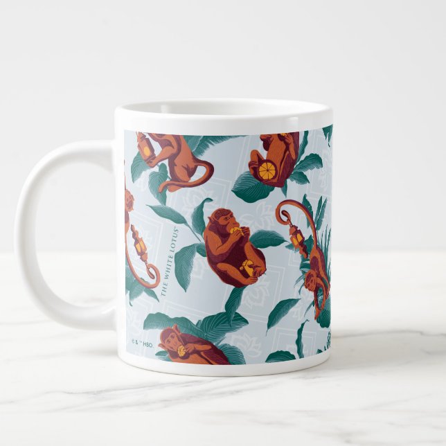 Grande Tasse Motif de singes joueurs du Lotus Blanc (Gauche)