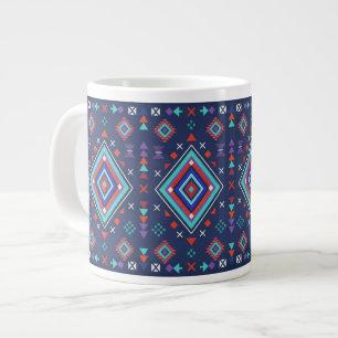 Grande Tasse Motif de surface géométrique bohème turquoise mari