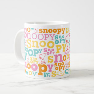Grande Tasse Motif de texte Snoopy Pastel