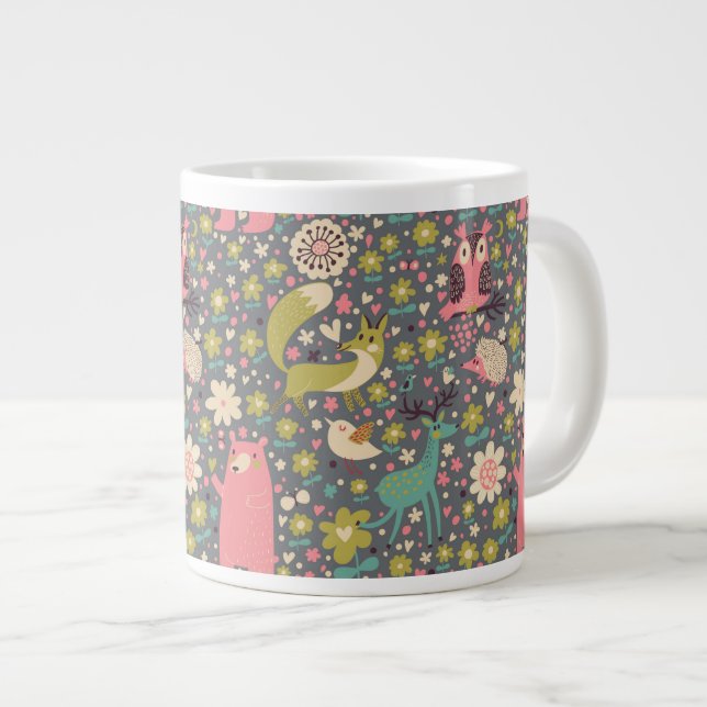 Grande Tasse Motif des animaux de la forêt (Devant droit)