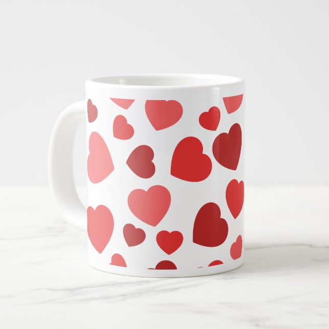 Grande Tasse Motif Des Coeurs, Coeurs Rouges, Motif Des Coeurs (Devant gauche)
